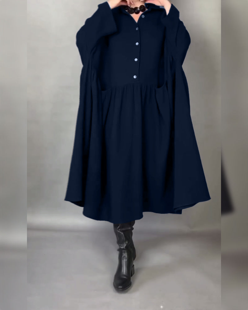 Emma | Flattering A-Line Dress with Button Collar