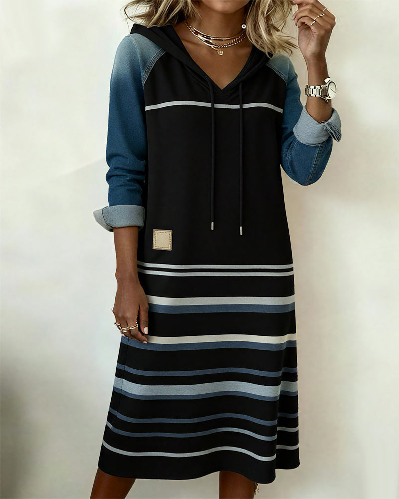 Claire™ | Striped Hooded Vintage Dress
