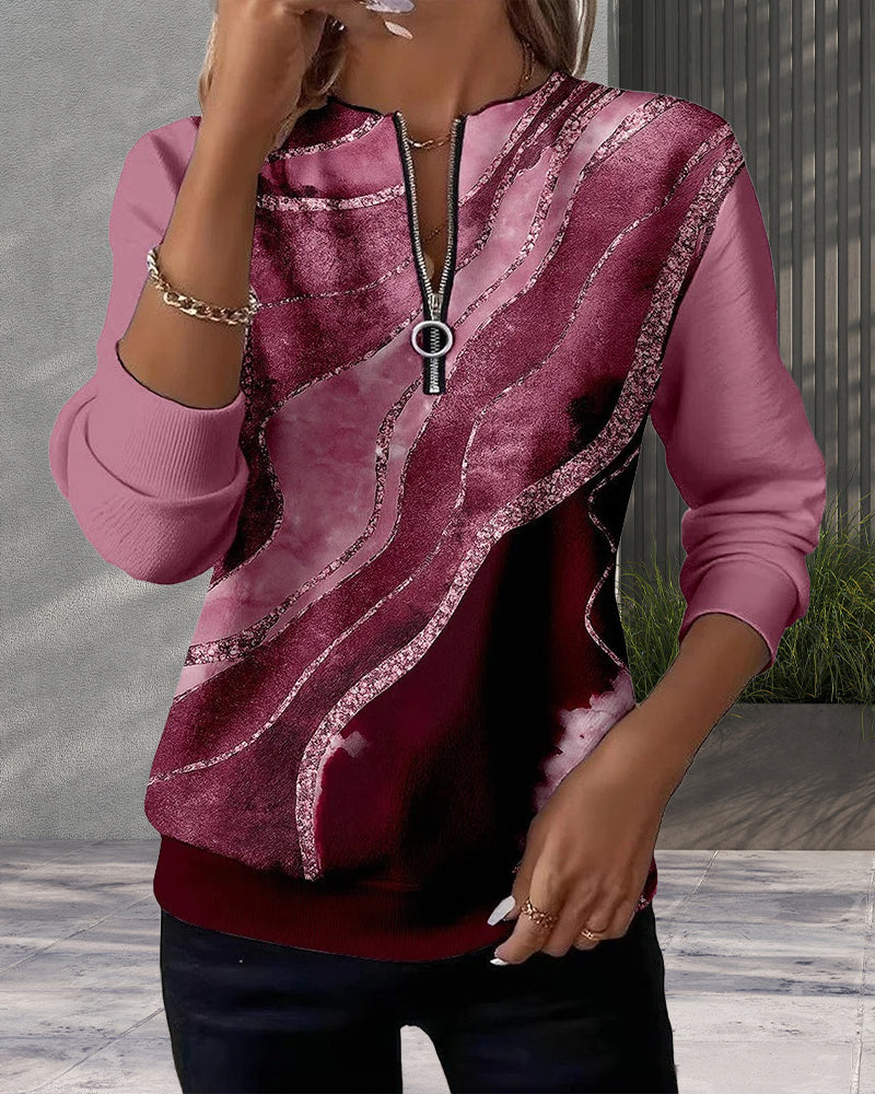Claire | Half-Zip Sweatshirt With Vintage Print