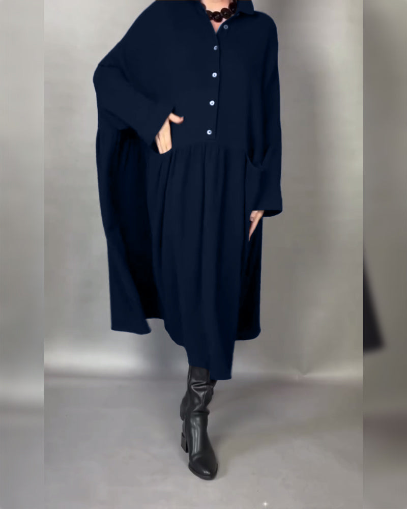 Emma | Flattering A-Line Dress with Button Collar