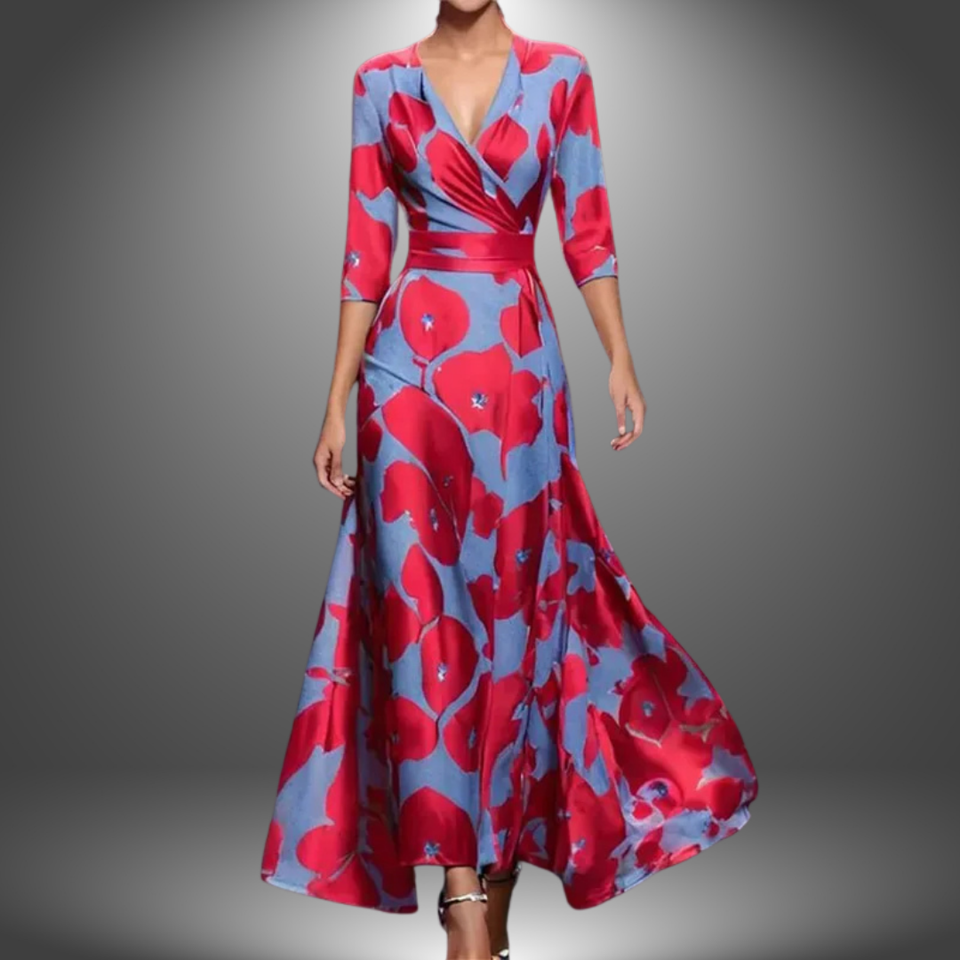 Zora | Flattering V-Neck Half Sleeve Boho Maxi Dress