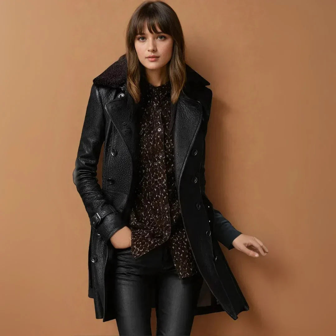 Scarlett™ | Classic Leather Coat