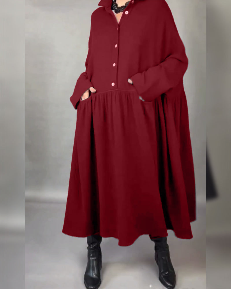 Emma | Flattering A-Line Dress with Button Collar