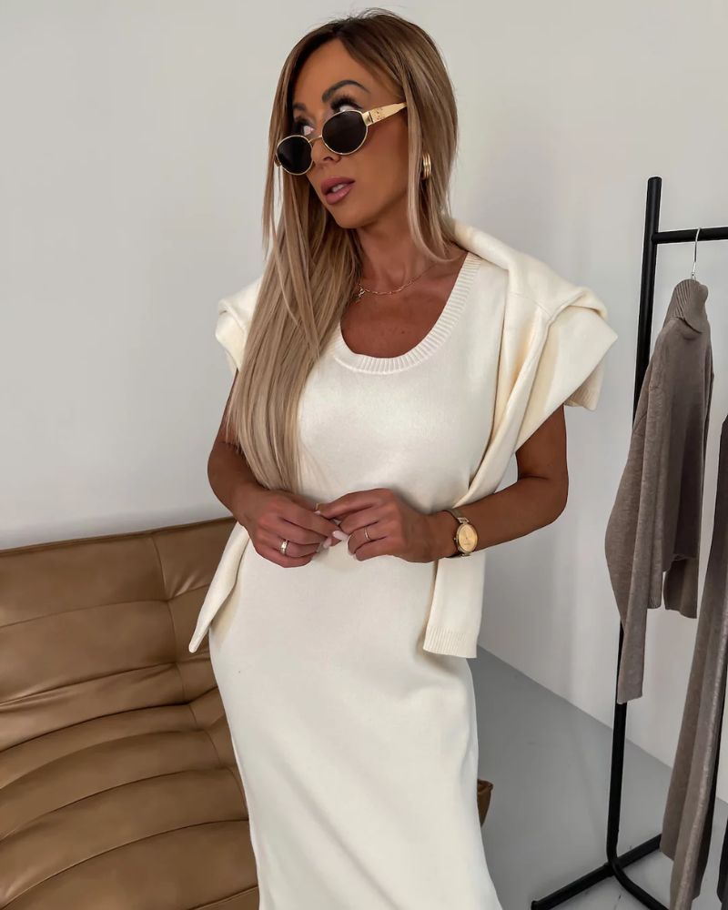 Ezra™ | Elegant Dress + Sweater Set