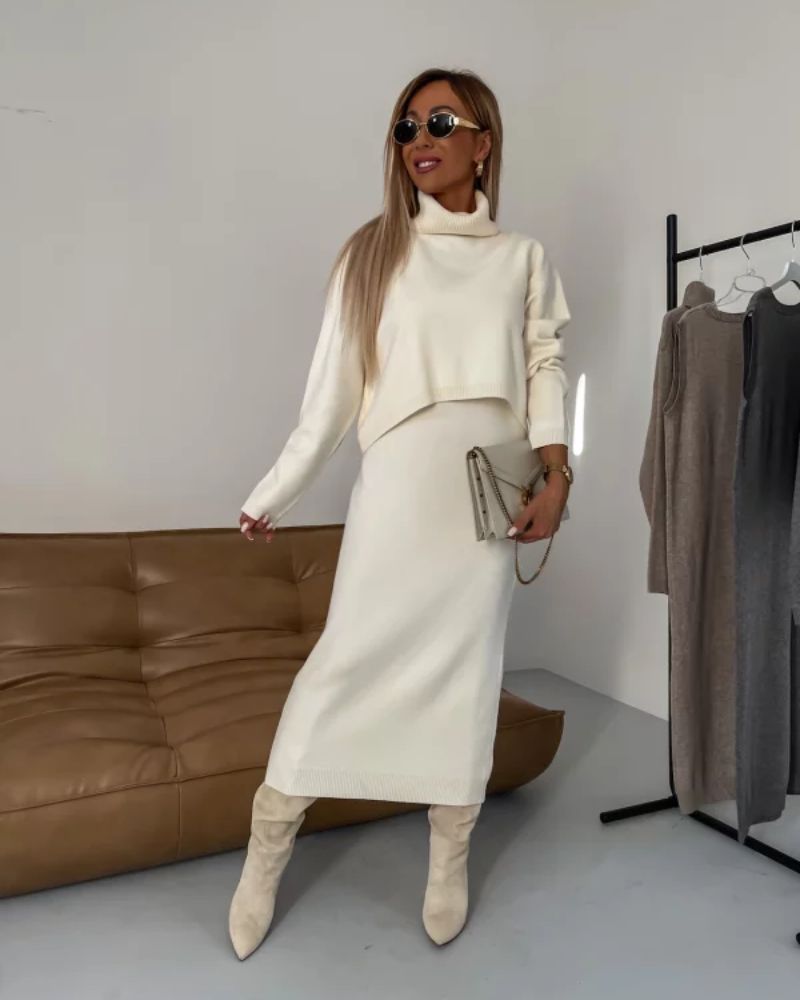 Ezra™ | Elegant Dress + Sweater Set