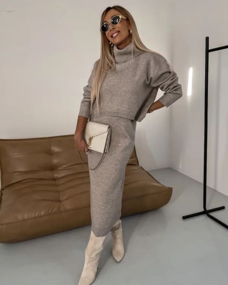 Ezra™ | Elegant Dress + Sweater Set