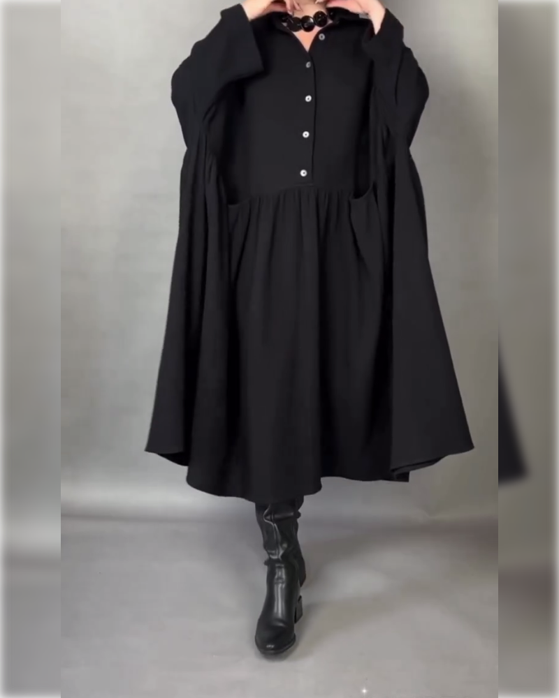 Emma | Flattering A-Line Dress with Button Collar