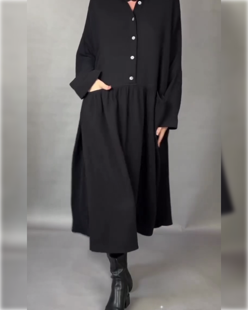 Emma | Flattering A-Line Dress with Button Collar