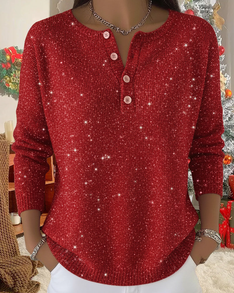Jessica | Long Sleeve Round Neck Sweater with Buttons
