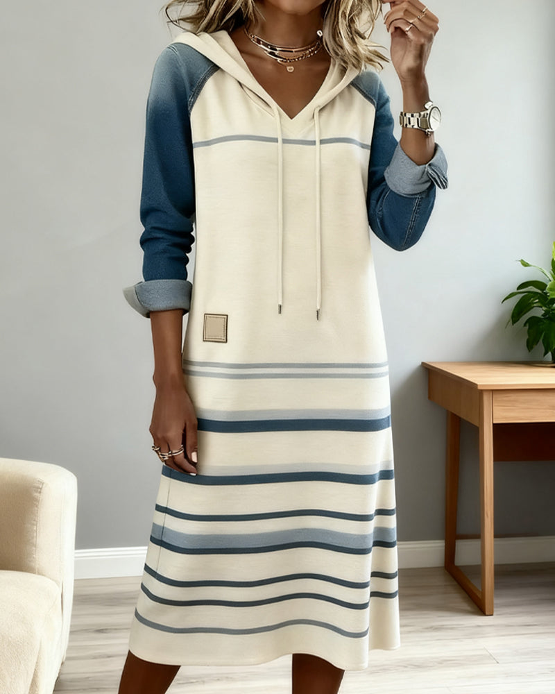 Claire™ | Striped Hooded Vintage Dress