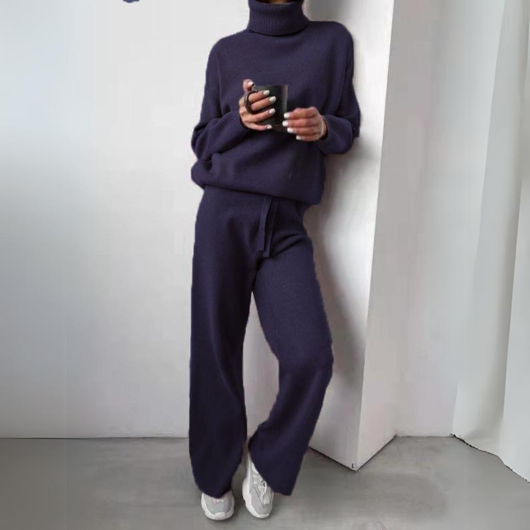 Evelyn | 2-Piece Set with Turtleneck Sweater & Wide-Leg Pants