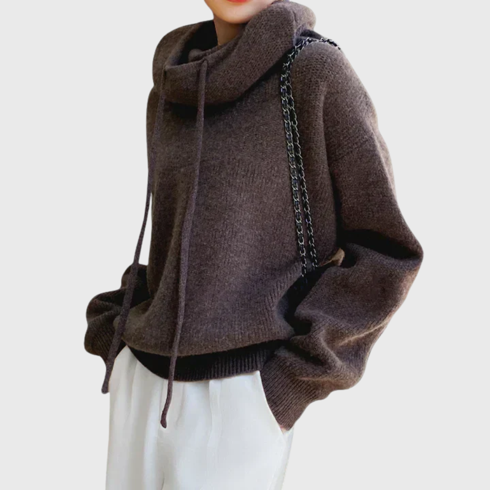 Olivia | Soft Knit Hoodie With High Neck