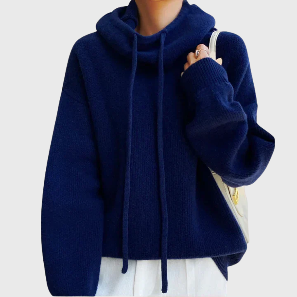 Olivia | Soft Knit Hoodie With High Neck