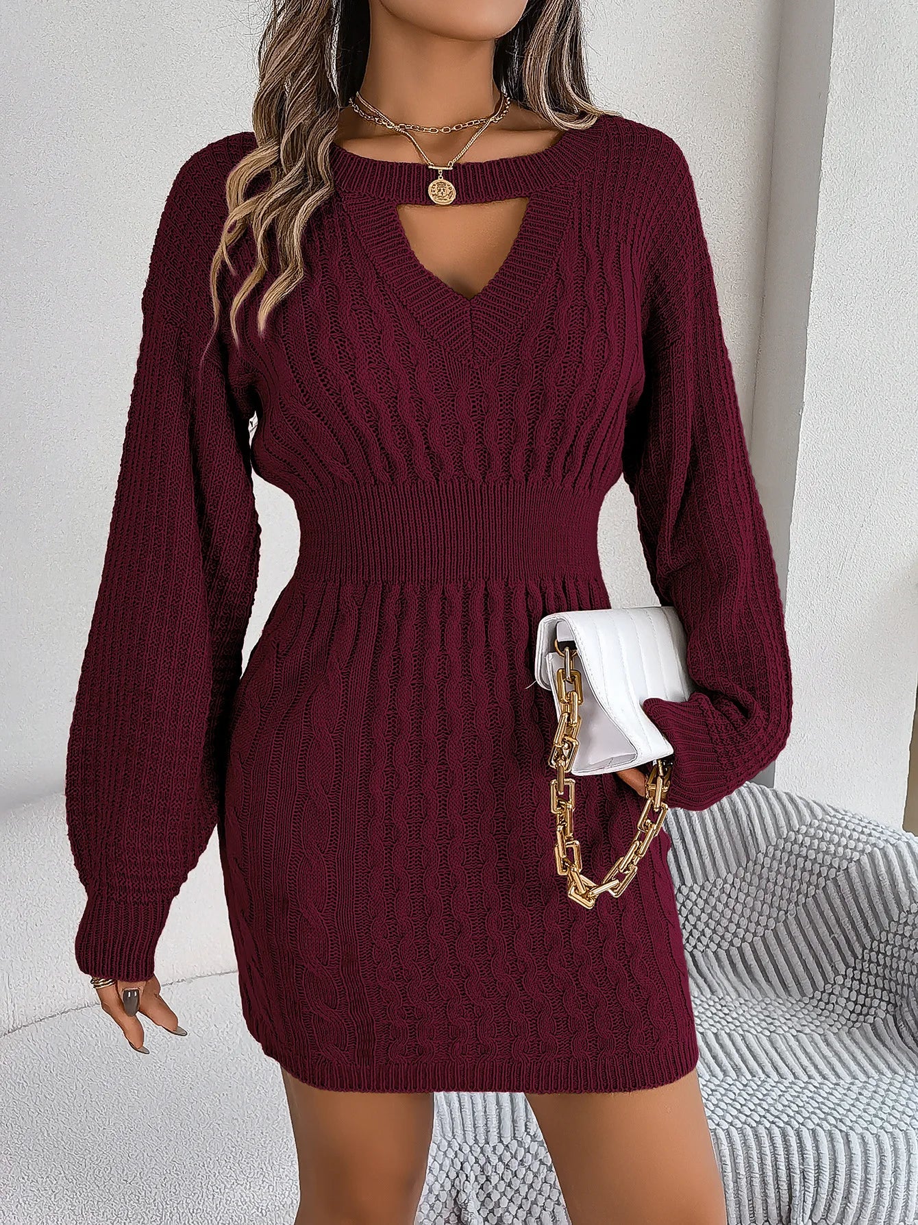 Elise | Elegant Keyhole Knit Dress