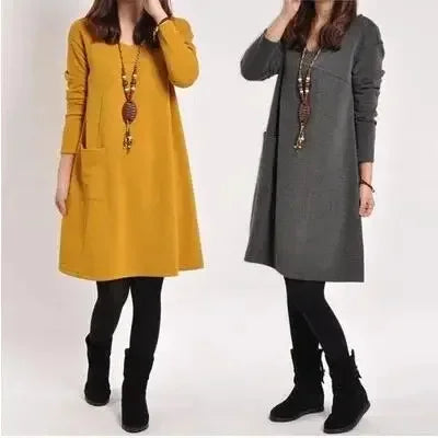 Helen | Cozy Relaxed Fit Pocket Midi Dress