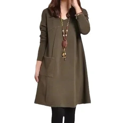 Helen | Cozy Relaxed Fit Pocket Midi Dress