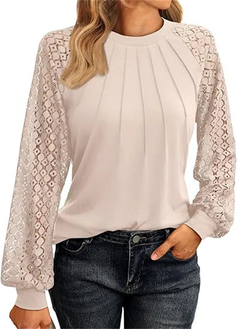 Carol | Soft Women's Top With Lace Sleeves