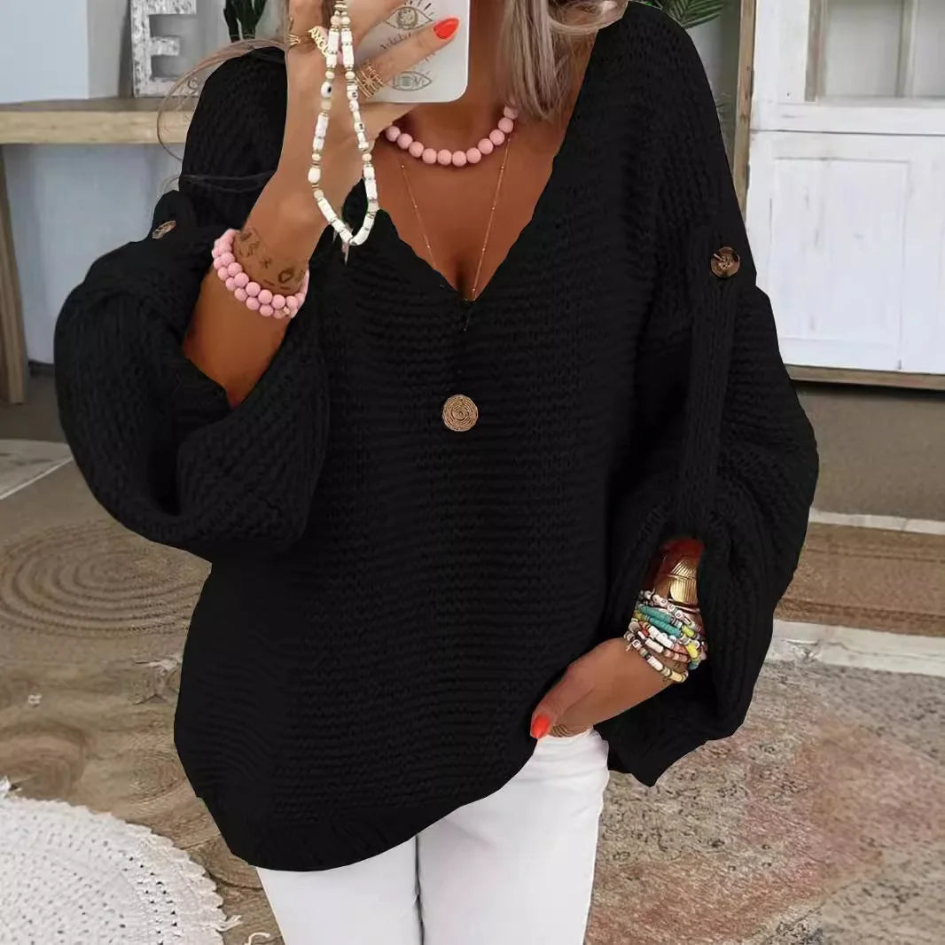Scarlett | Casual Knitted V-Neck Sweater