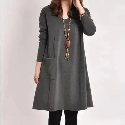 Helen | Cozy Relaxed Fit Pocket Midi Dress