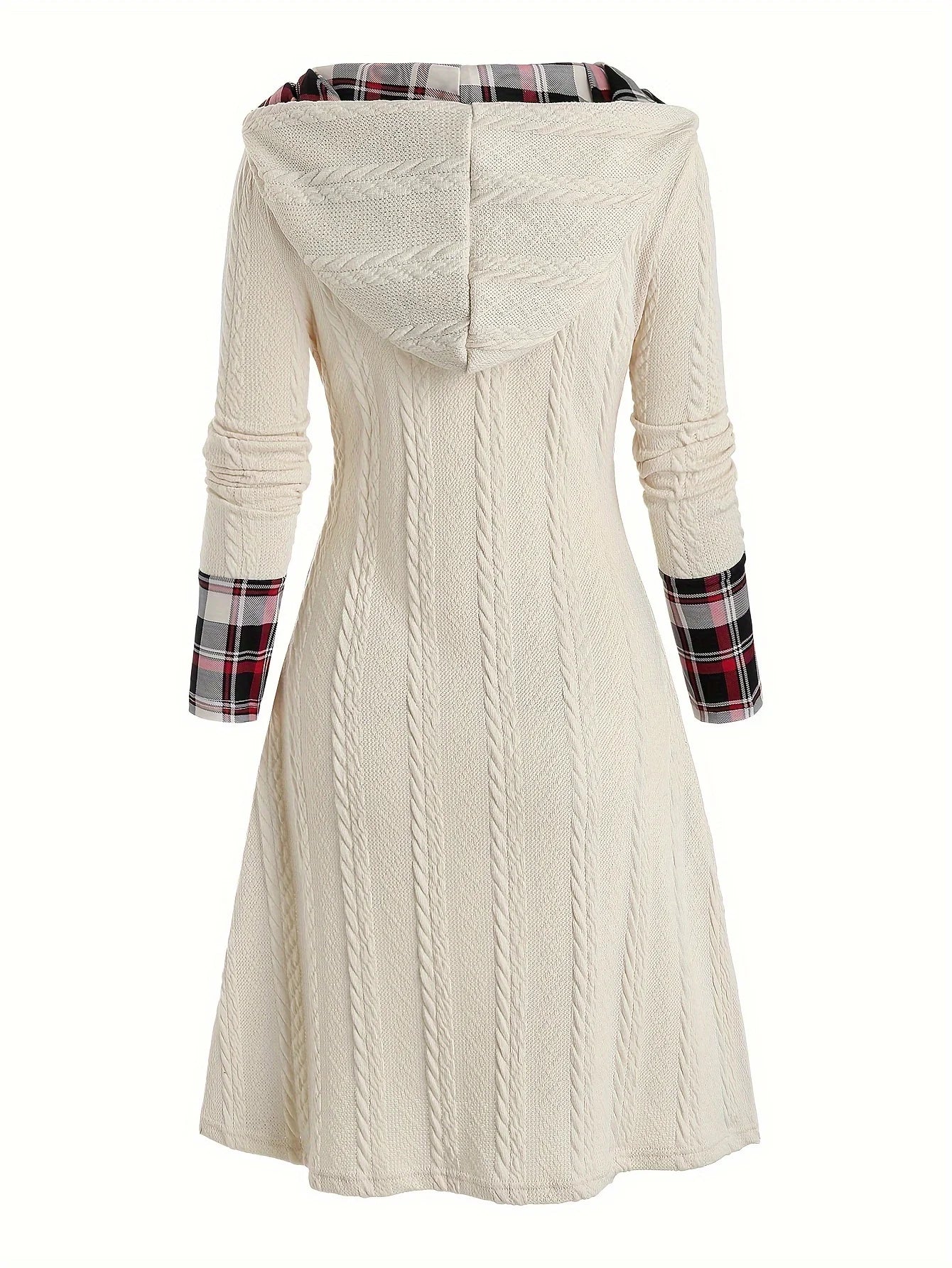 Margaret | Classic Plaid Hooded Knit Dress