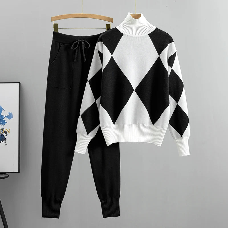 Amelia | Cozy Geometric Two-Piece Knitwear Set