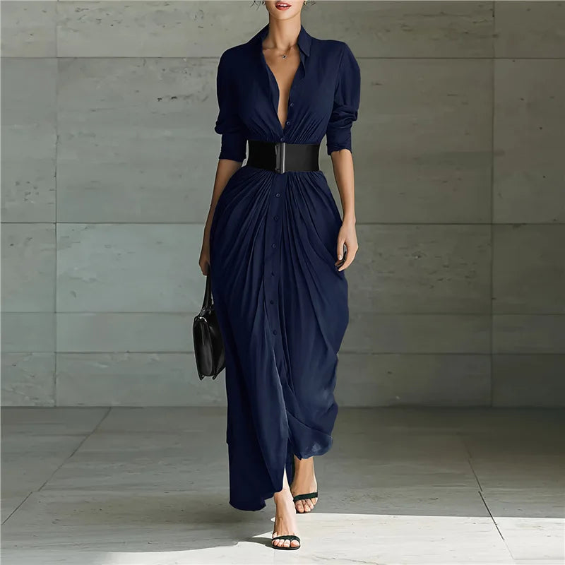 Amara | Classic Elegant Long Dress With Belt