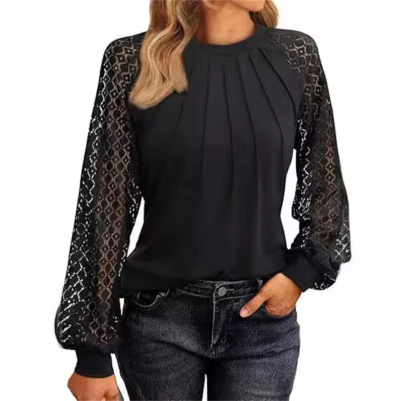 Carol | Soft Women's Top With Lace Sleeves
