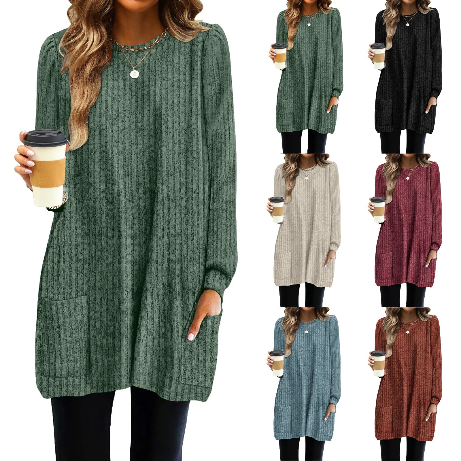 Grace | Cozy Long Knit Top With Pockets