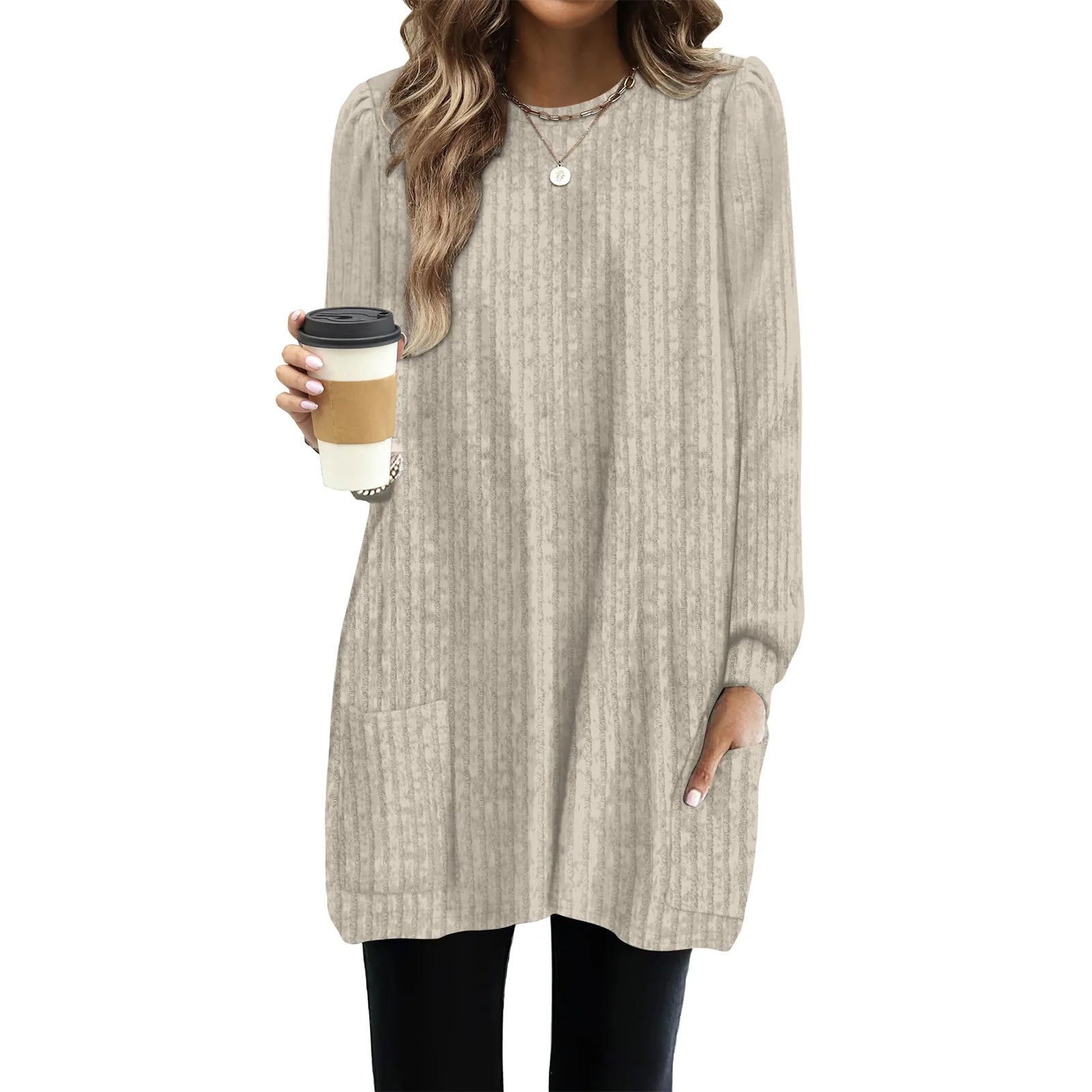 Grace | Cozy Long Knit Top With Pockets