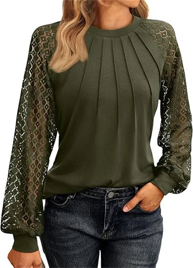 Carol | Soft Women's Top With Lace Sleeves