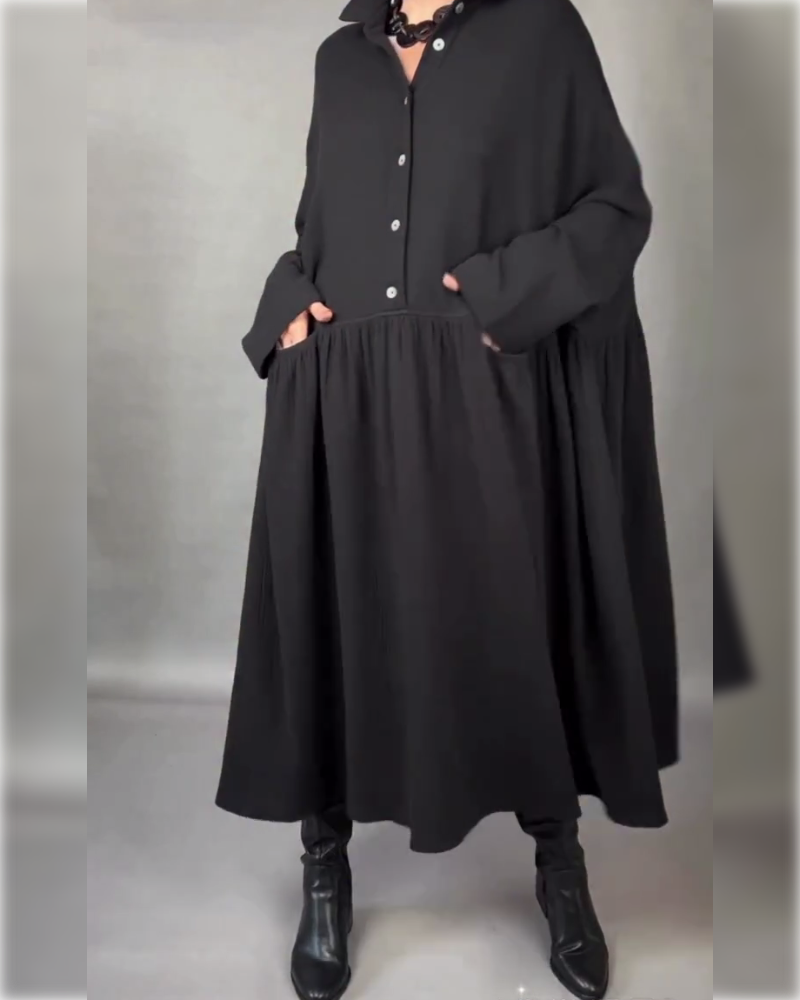 Emma | Flattering A-Line Dress with Button Collar