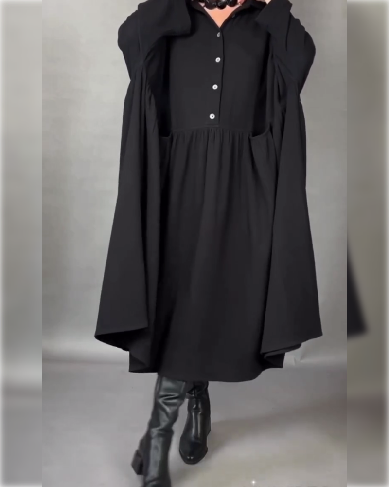 Emma | Flattering A-Line Dress with Button Collar