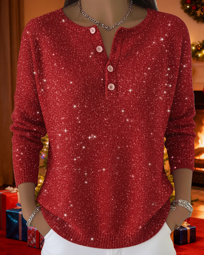 Jessica | Long Sleeve Round Neck Sweater with Buttons