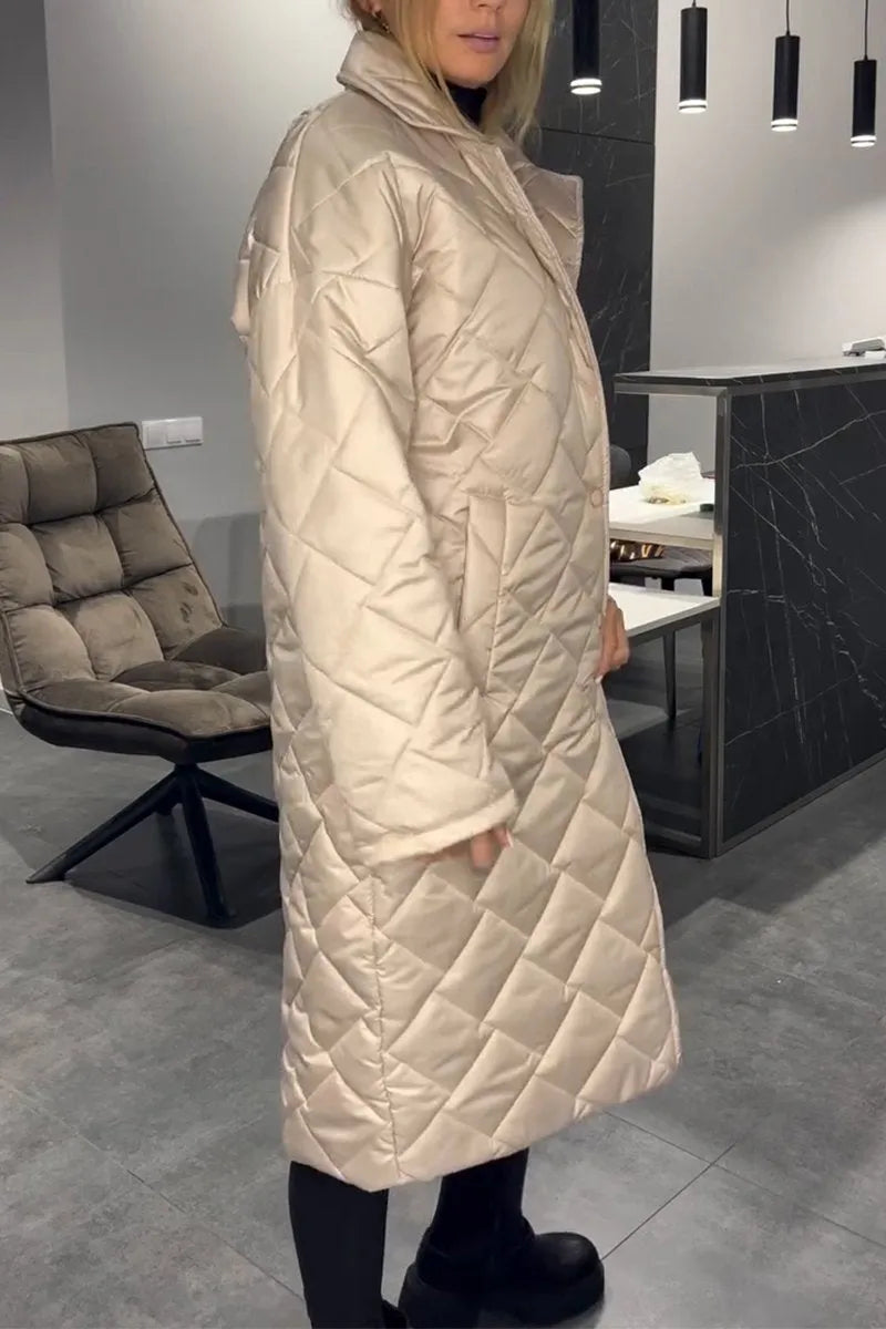Susie | Quilted Mid-Length Coat with Leopard Lining