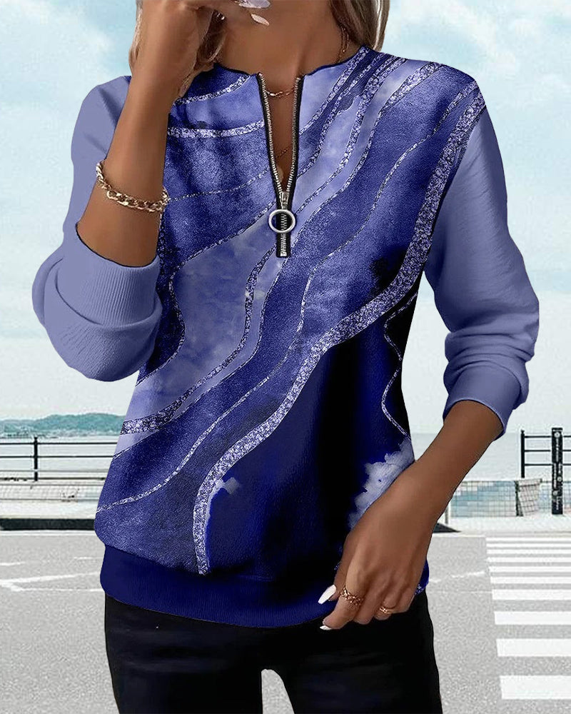 Claire | Half-Zip Sweatshirt With Vintage Print