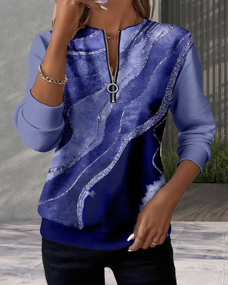 Claire | Half-Zip Sweatshirt With Vintage Print