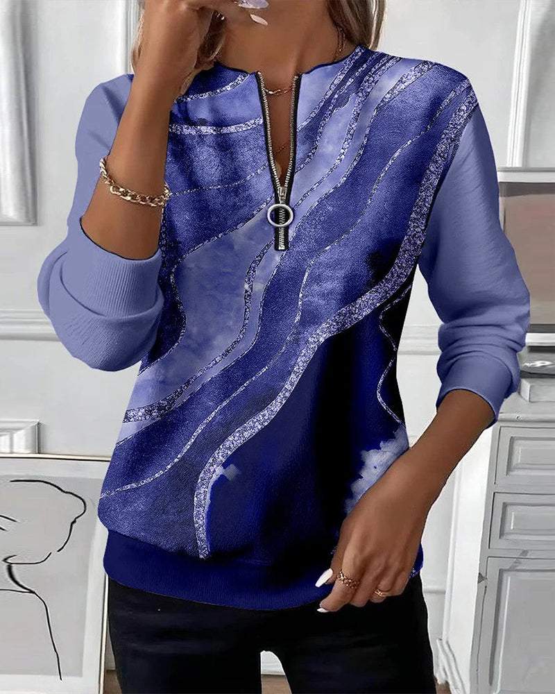 Claire | Half-Zip Sweatshirt With Vintage Print