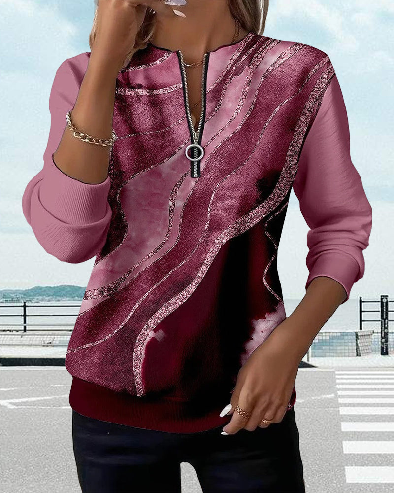 Claire | Half-Zip Sweatshirt With Vintage Print