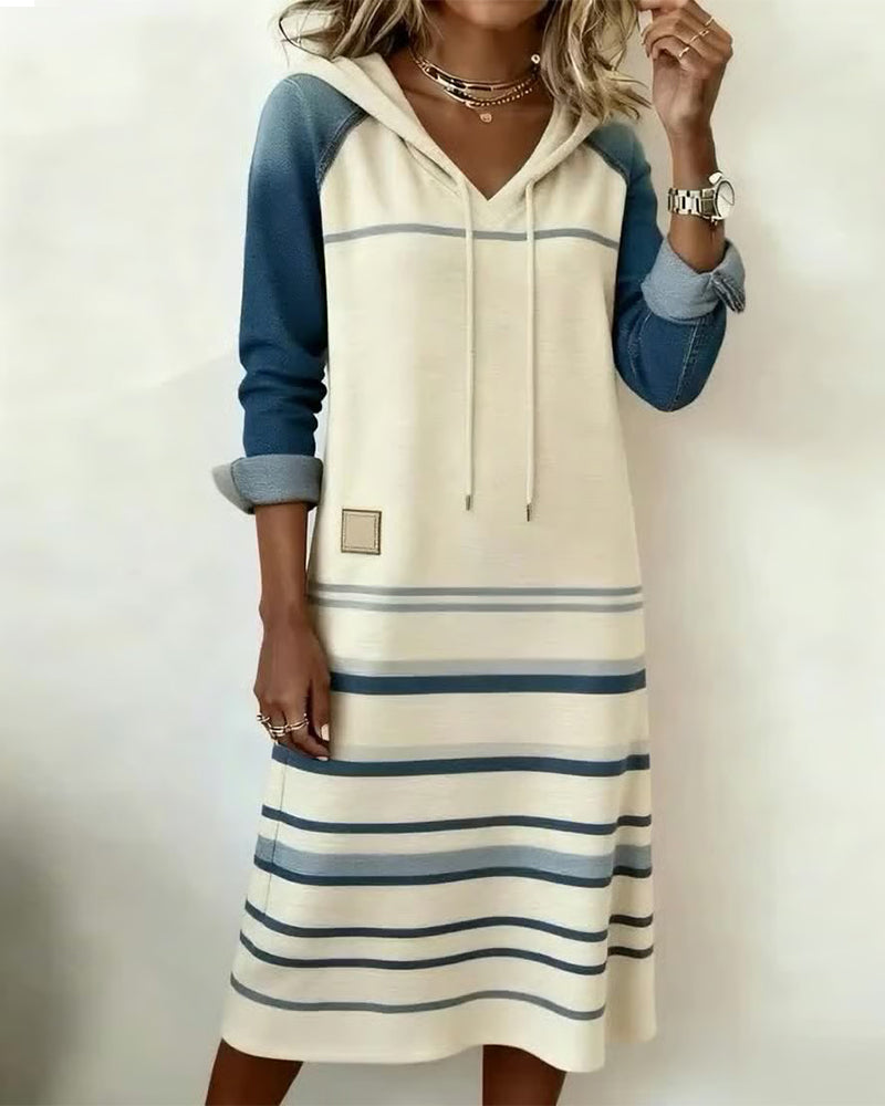 Claire™ | Striped Hooded Vintage Dress