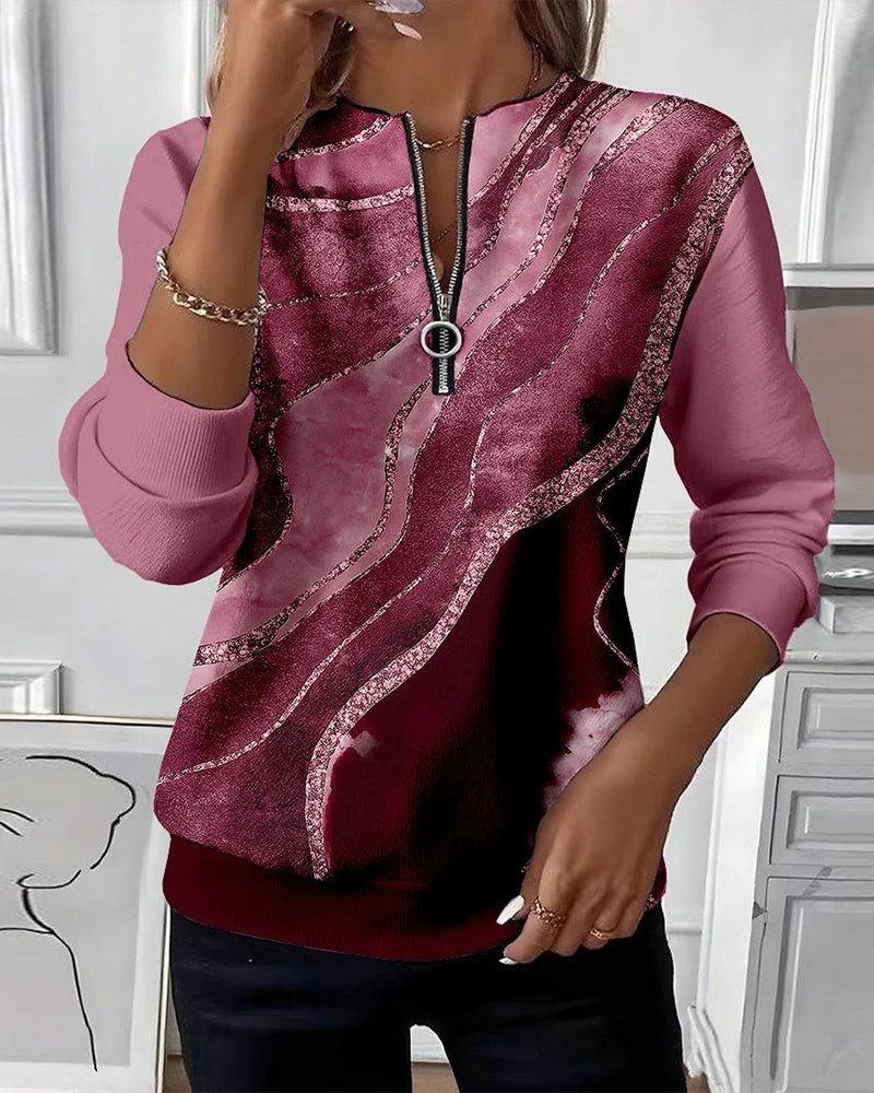 Claire | Half-Zip Sweatshirt With Vintage Print
