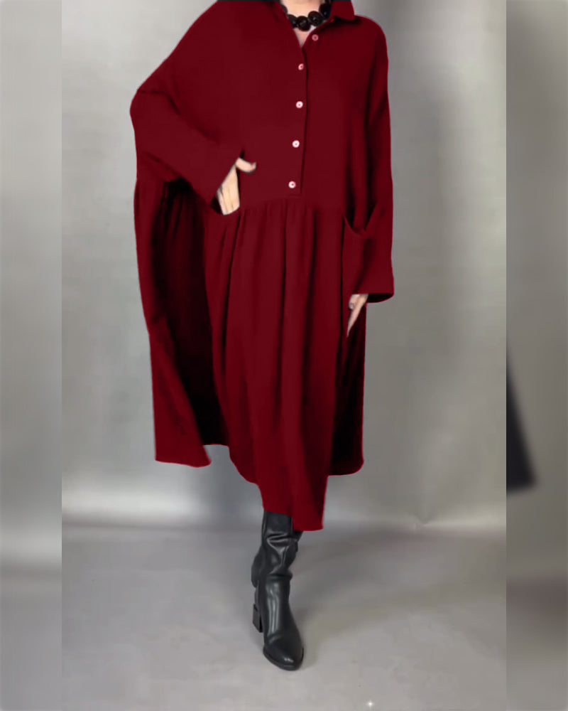 Emma | Flattering A-Line Dress with Button Collar