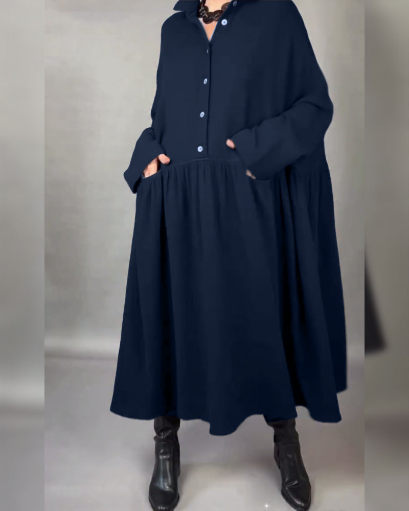 Emma | Flattering A-Line Dress with Button Collar