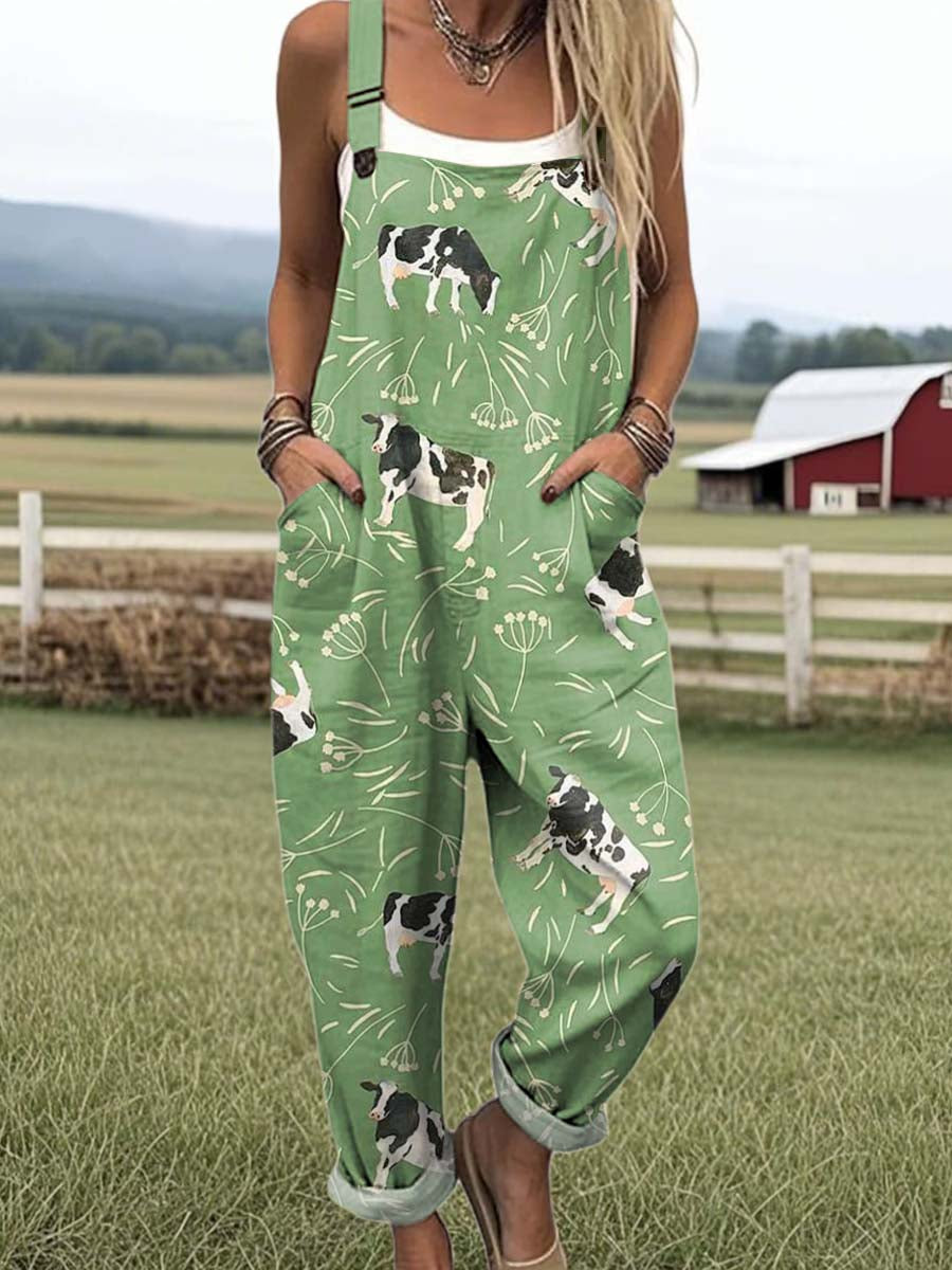 Carol | Countryside Cow Print Jumpsuit