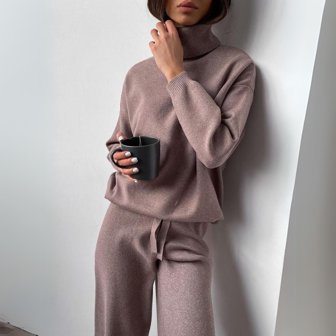 Evelyn | 2-Piece Set with Turtleneck Sweater & Wide-Leg Pants