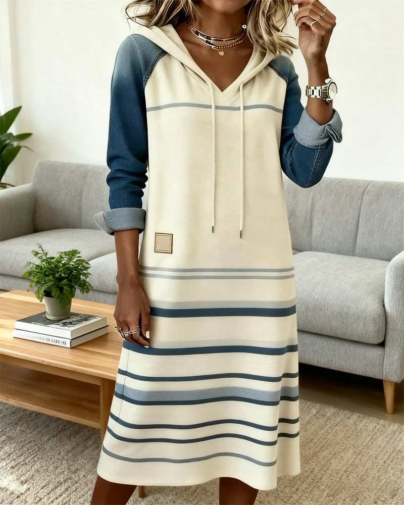 Claire™ | Striped Hooded Vintage Dress