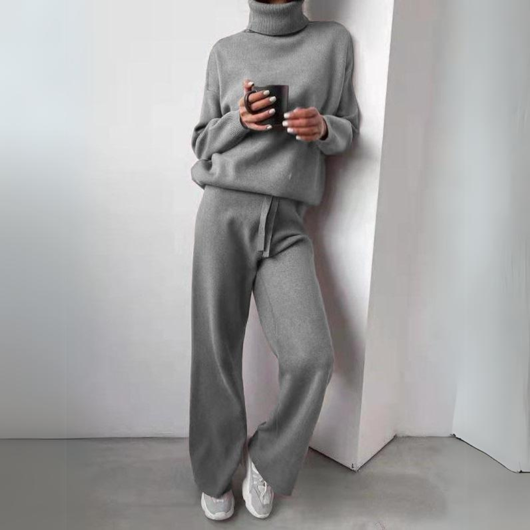 Evelyn | 2-Piece Set with Turtleneck Sweater & Wide-Leg Pants