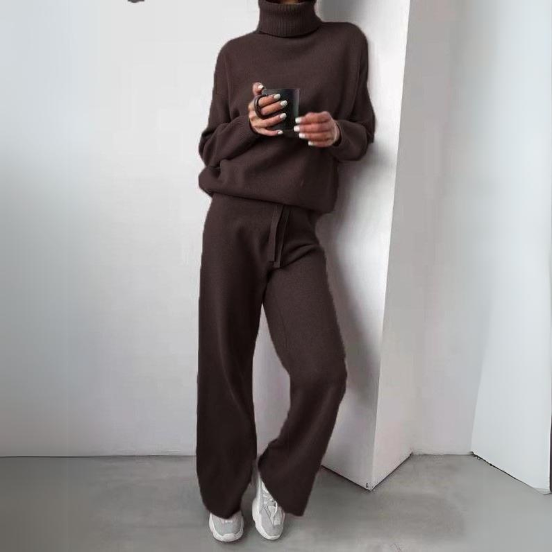 Evelyn | 2-Piece Set with Turtleneck Sweater & Wide-Leg Pants