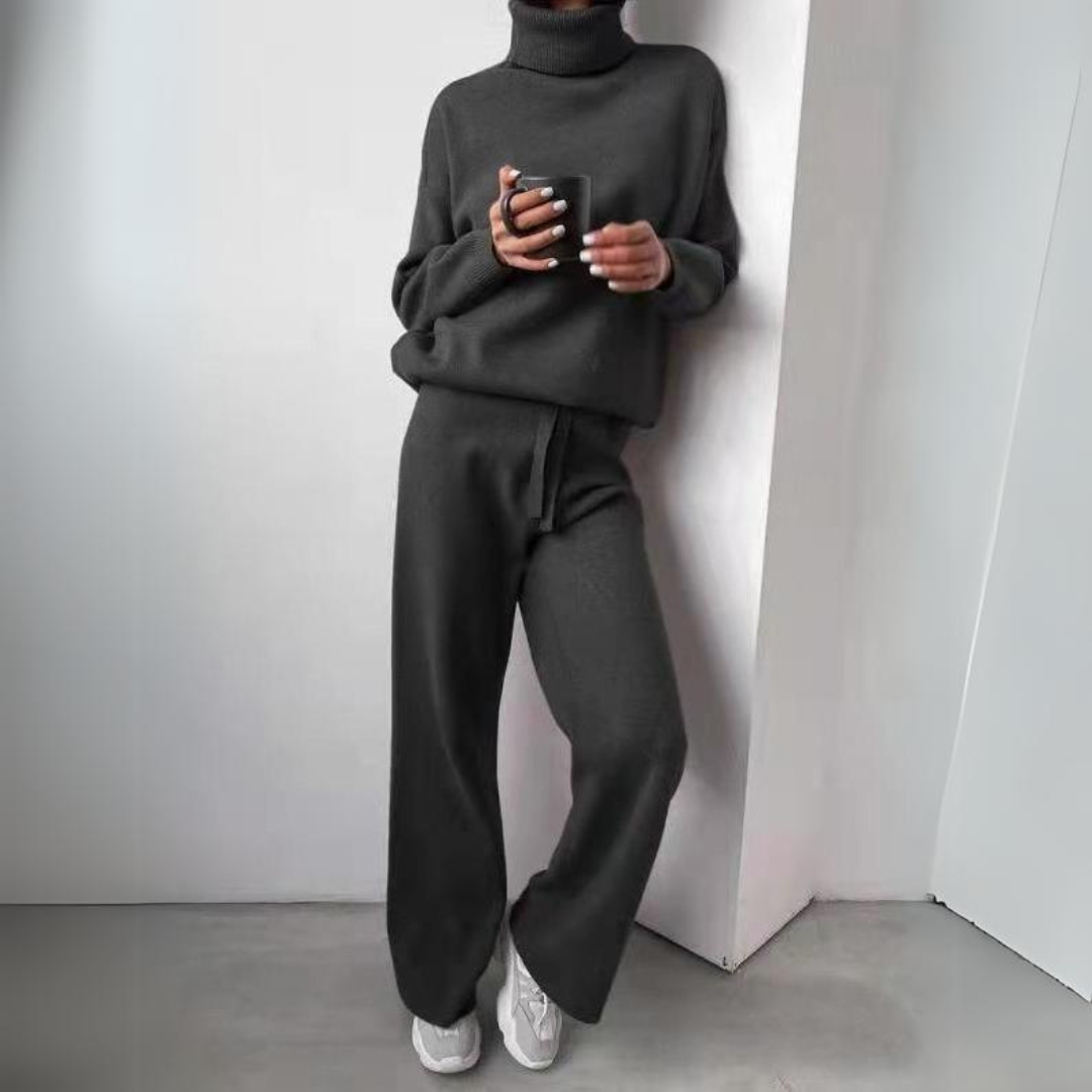 Evelyn | 2-Piece Set with Turtleneck Sweater & Wide-Leg Pants
