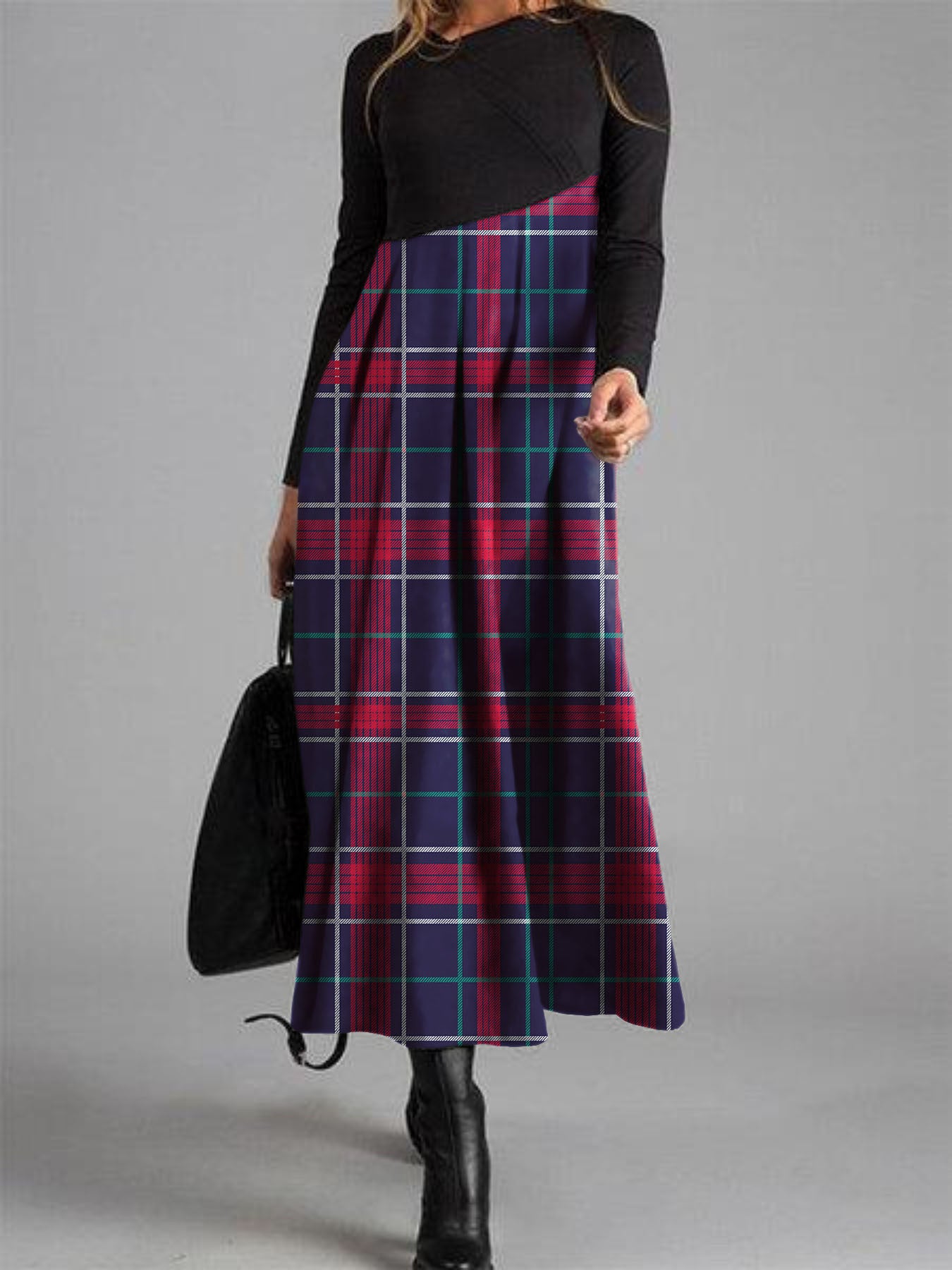 Donna™ | Scottish Tartan Plaid T-Shirt Maxi Dress