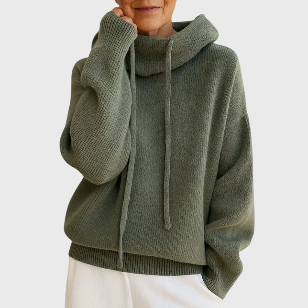 Olivia | Soft Knit Hoodie With High Neck